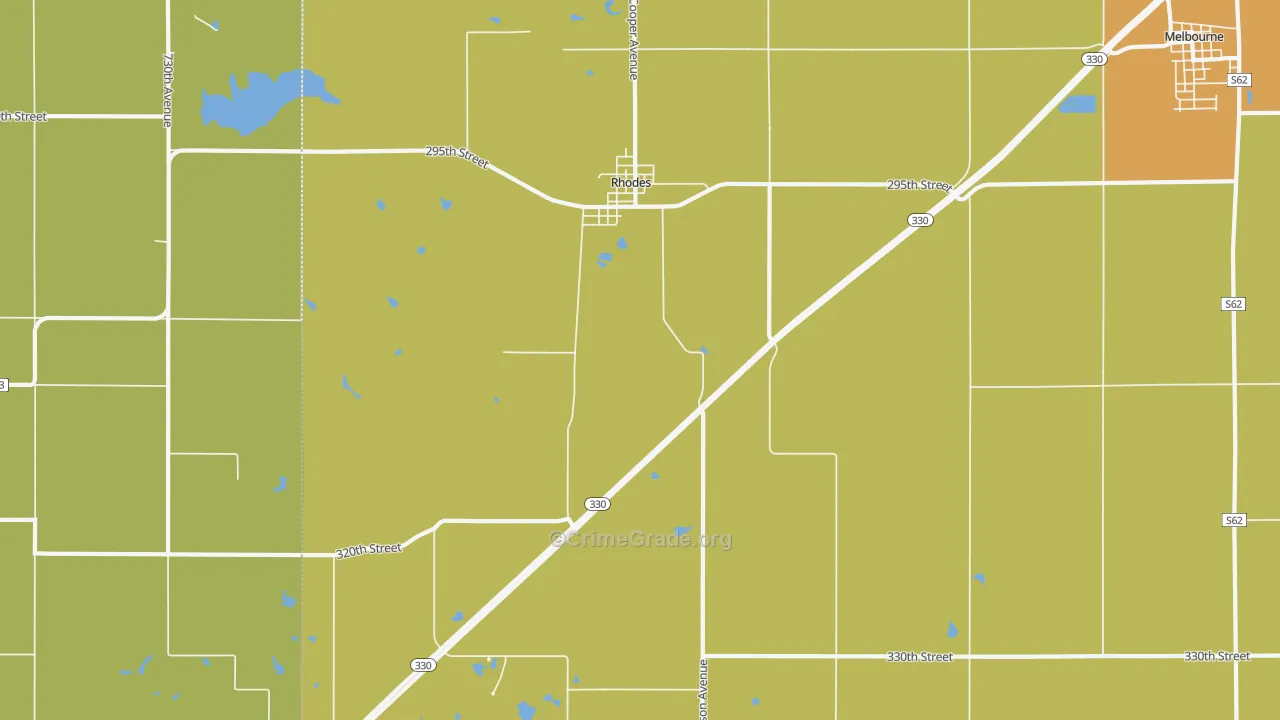 Rhodes, IA Map of Murder Rates