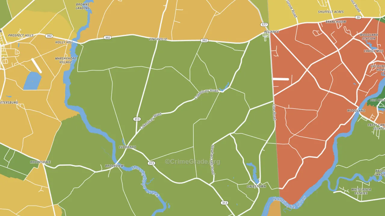 Rhodesdale, MD Map of Murder Rates