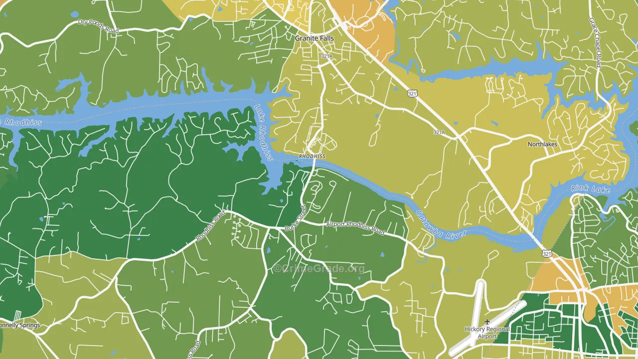 Rhodhiss, NC Map of Murder Rates