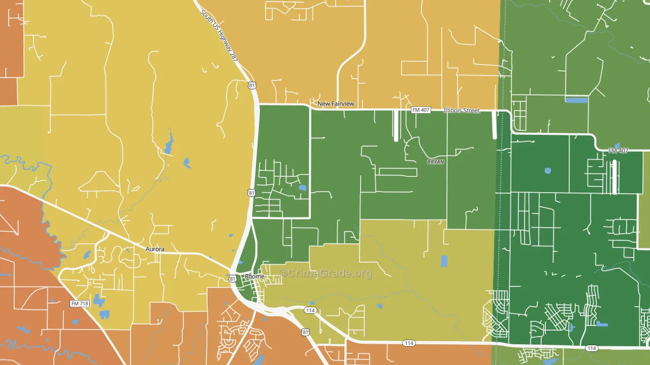 Rhome, TX Map of Murder Rates