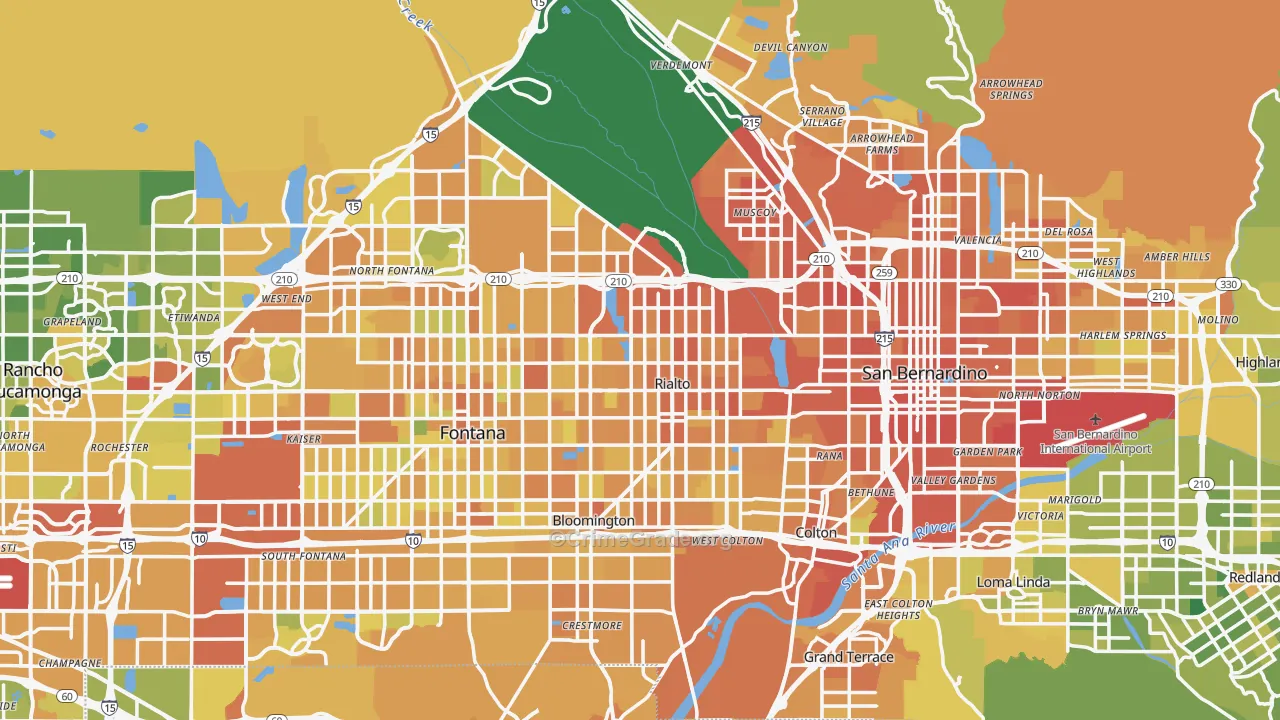 Rialto, CA Map of Murder Rates
