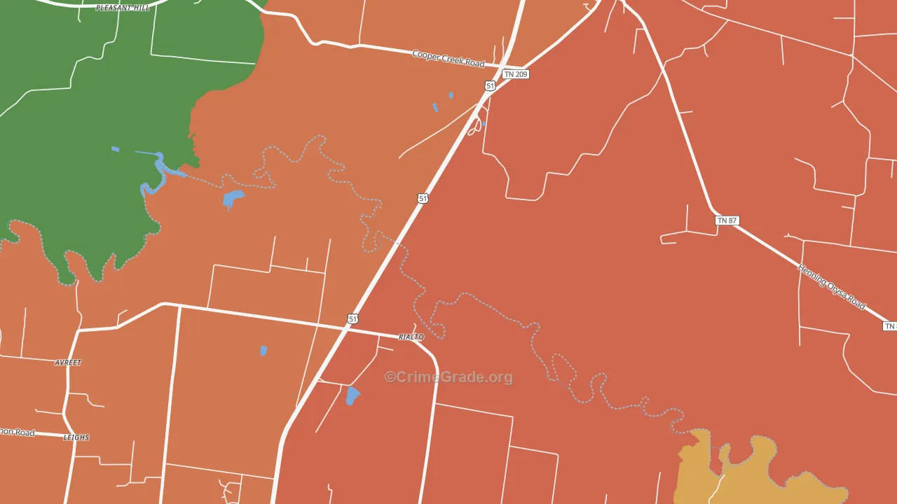 Rialto, TN Map of Murder Rates