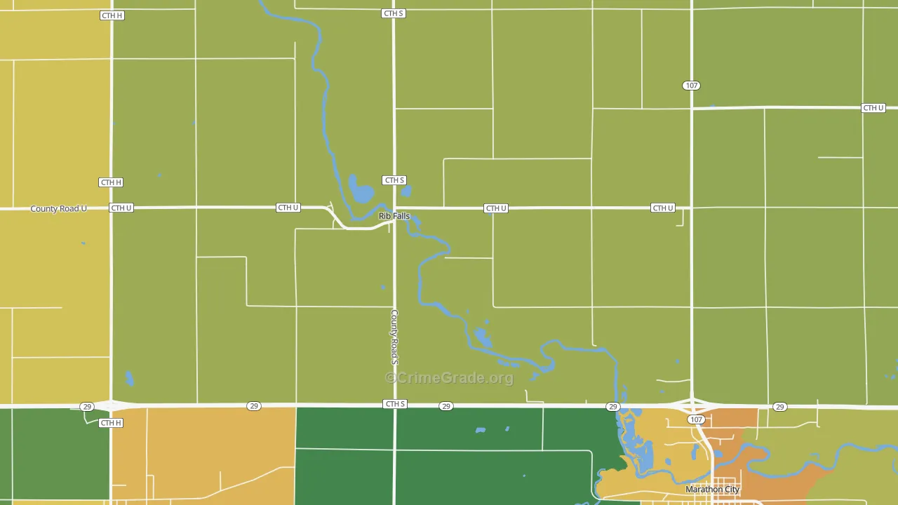 Rib Falls, WI Map of Murder Rates