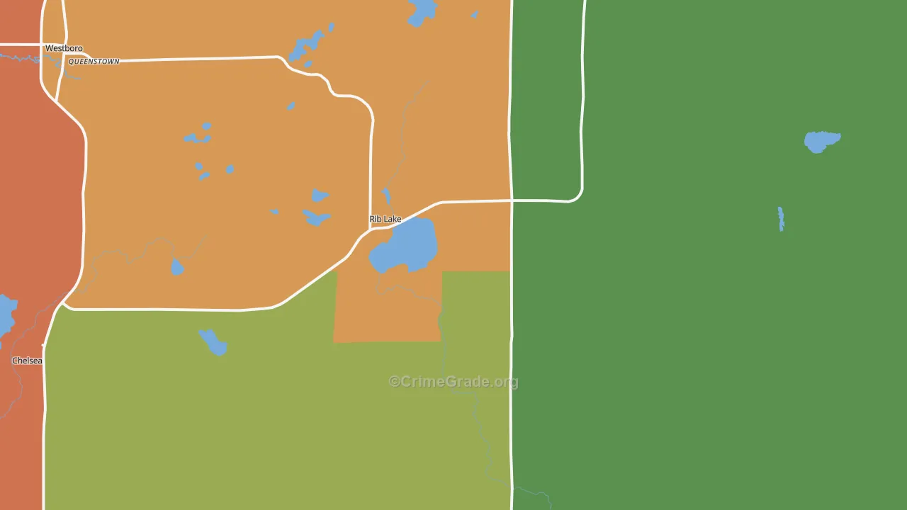 Rib Lake, WI Map of Murder Rates