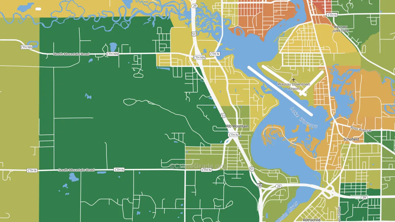 Rib Mountain, WI Map of Murder Rates