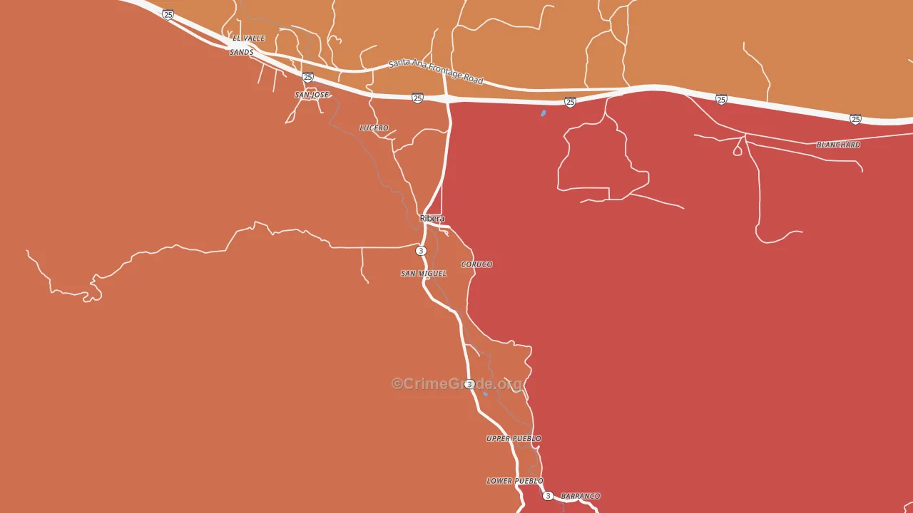 Ribera, NM Map of Murder Rates