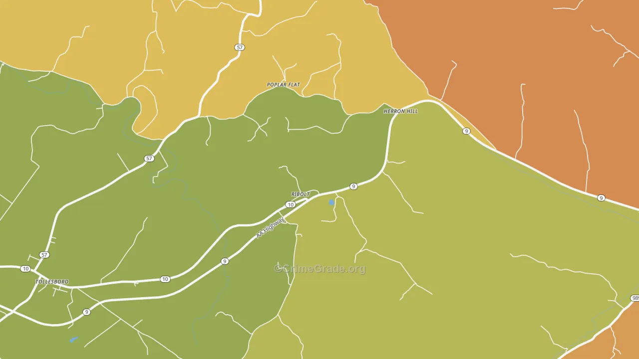 Ribolt, KY Map of Murder Rates