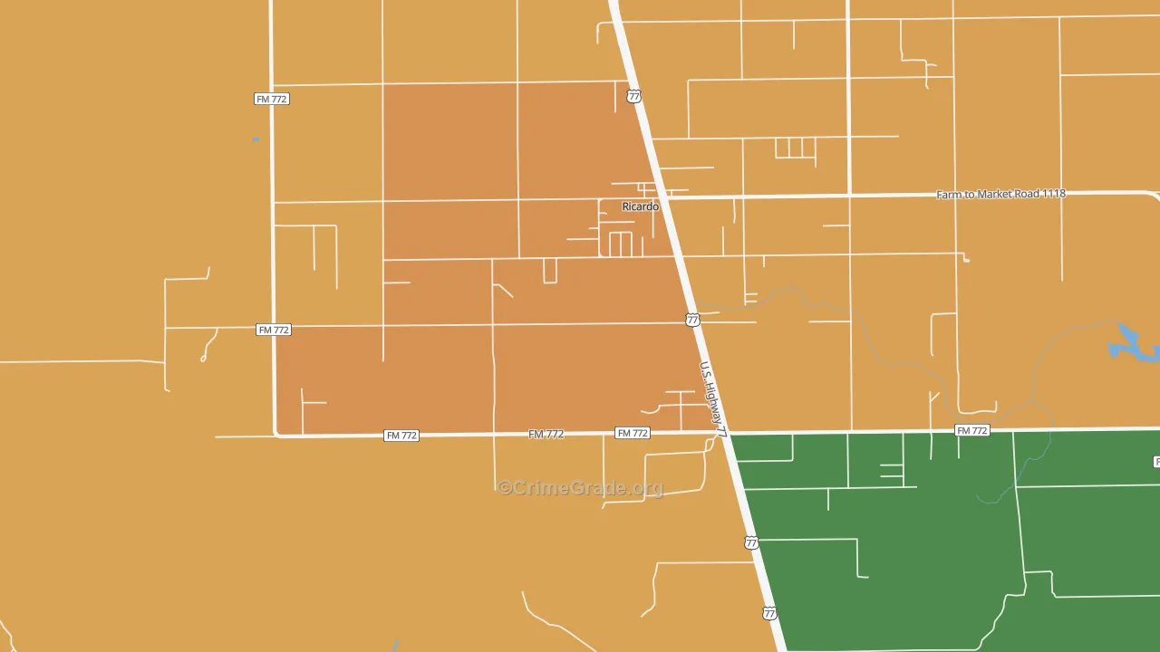 Ricardo, TX Map of Murder Rates