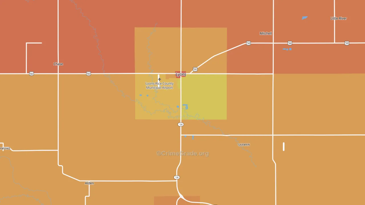 Rice County, KS Map of Murder Rates