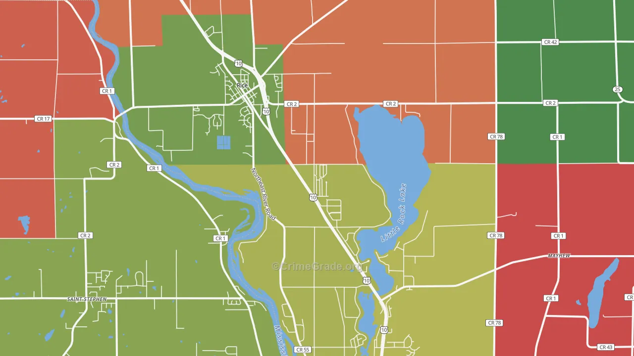 Rice, MN Map of Murder Rates