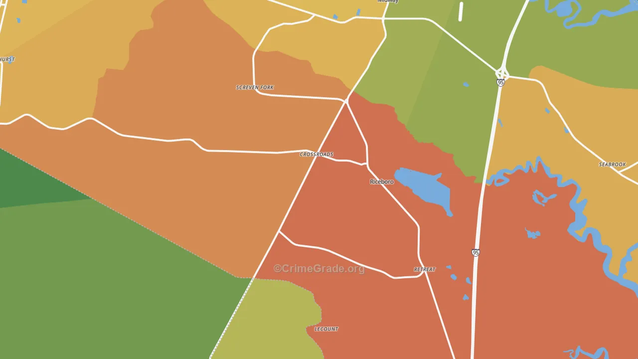 Riceboro, GA Map of Murder Rates