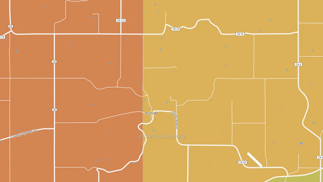 Riceford, MN Map of Murder Rates