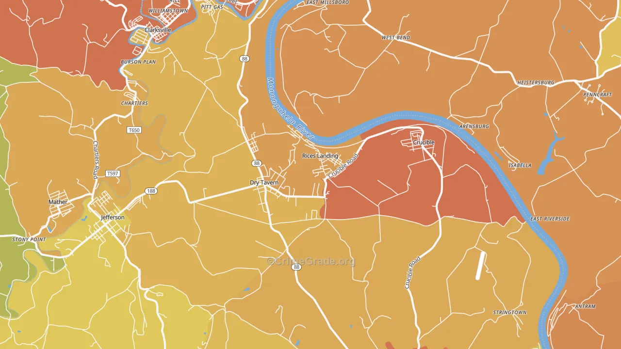 Rices Landing, PA Map of Murder Rates