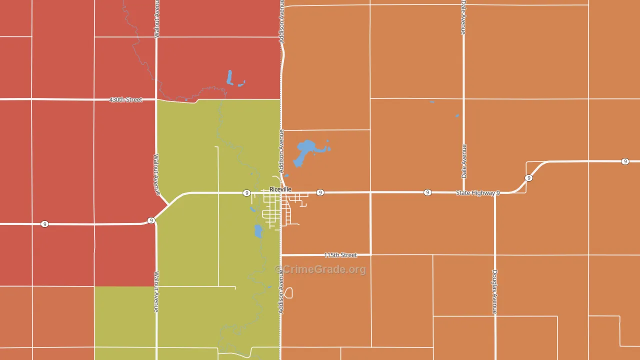 Riceville, IA Map of Murder Rates