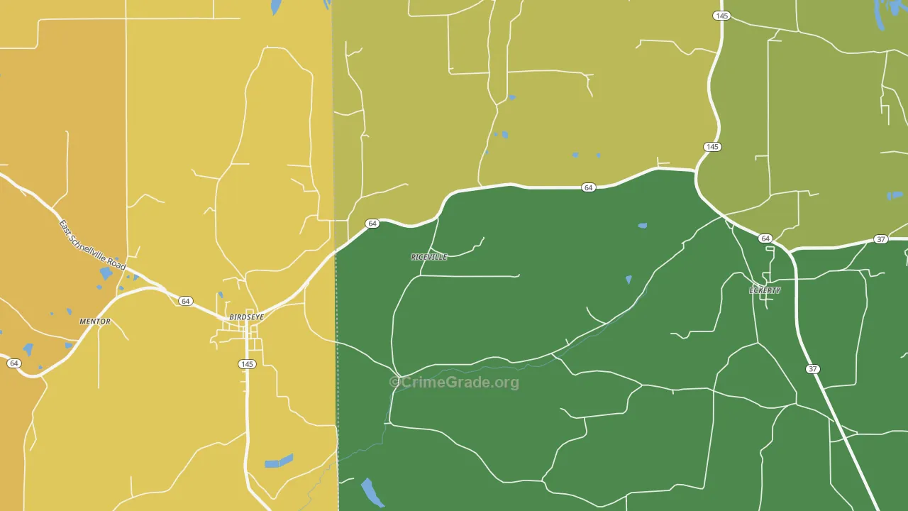 Riceville, IN Map of Murder Rates