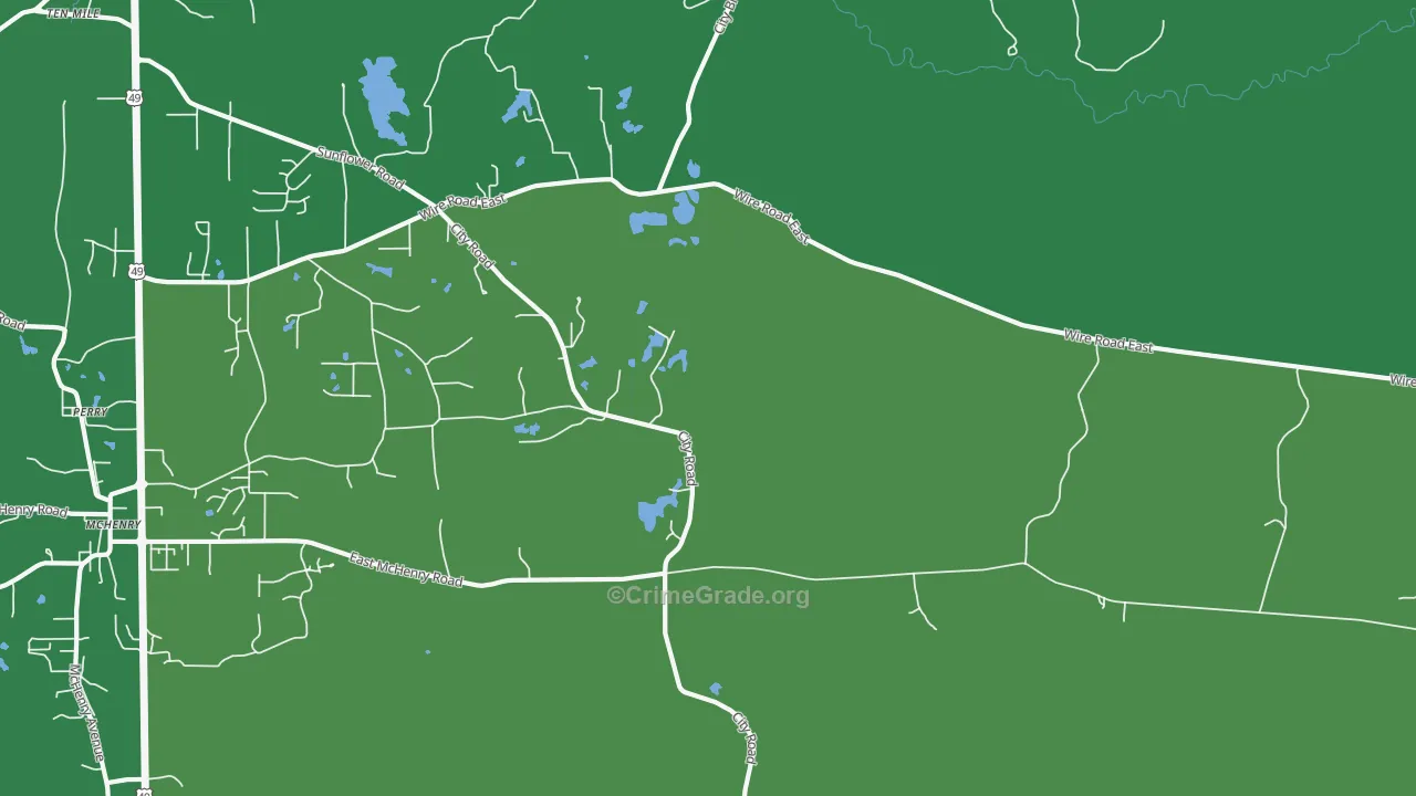 Riceville, MS Map of Murder Rates