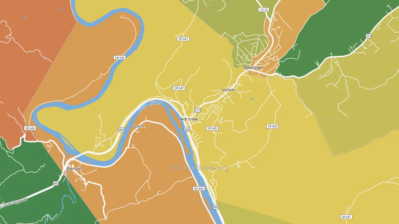 Rich Creek, VA Map of Murder Rates