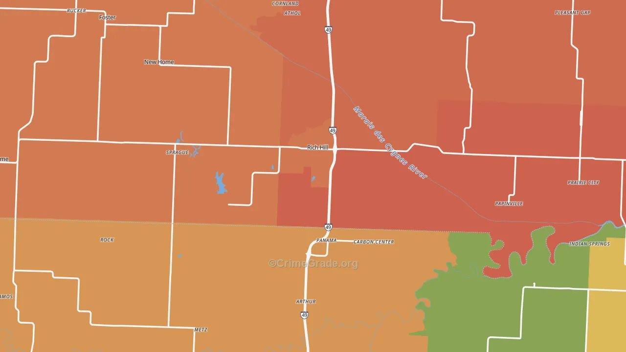 Rich Hill, MO Map of Murder Rates