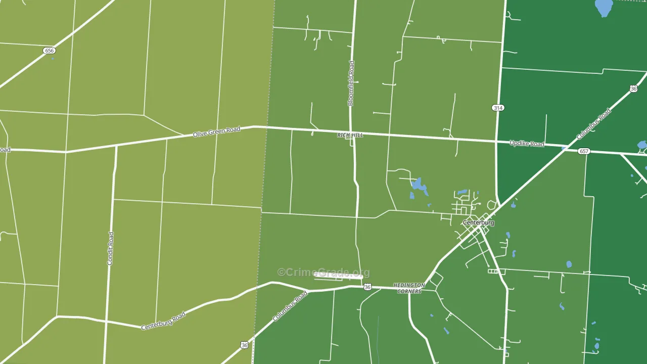 Rich Hill, OH Map of Murder Rates
