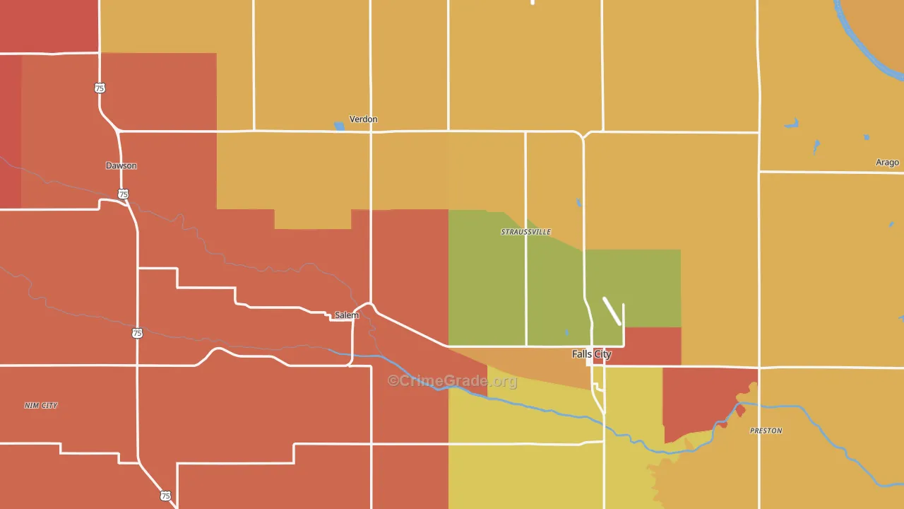 Richardson County, NE Map of Murder Rates