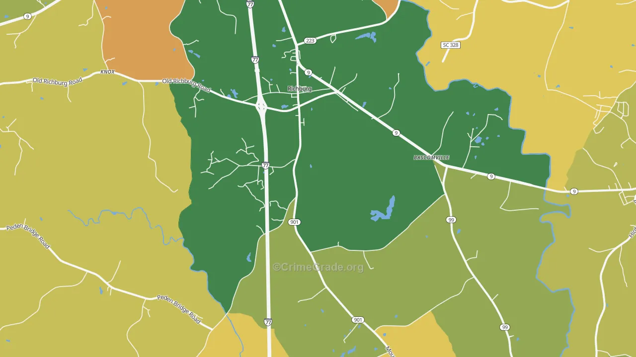 Richburg, SC Map of Murder Rates