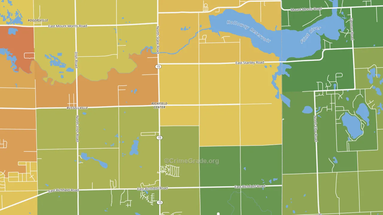 Richfield Center, MI Map of Murder Rates