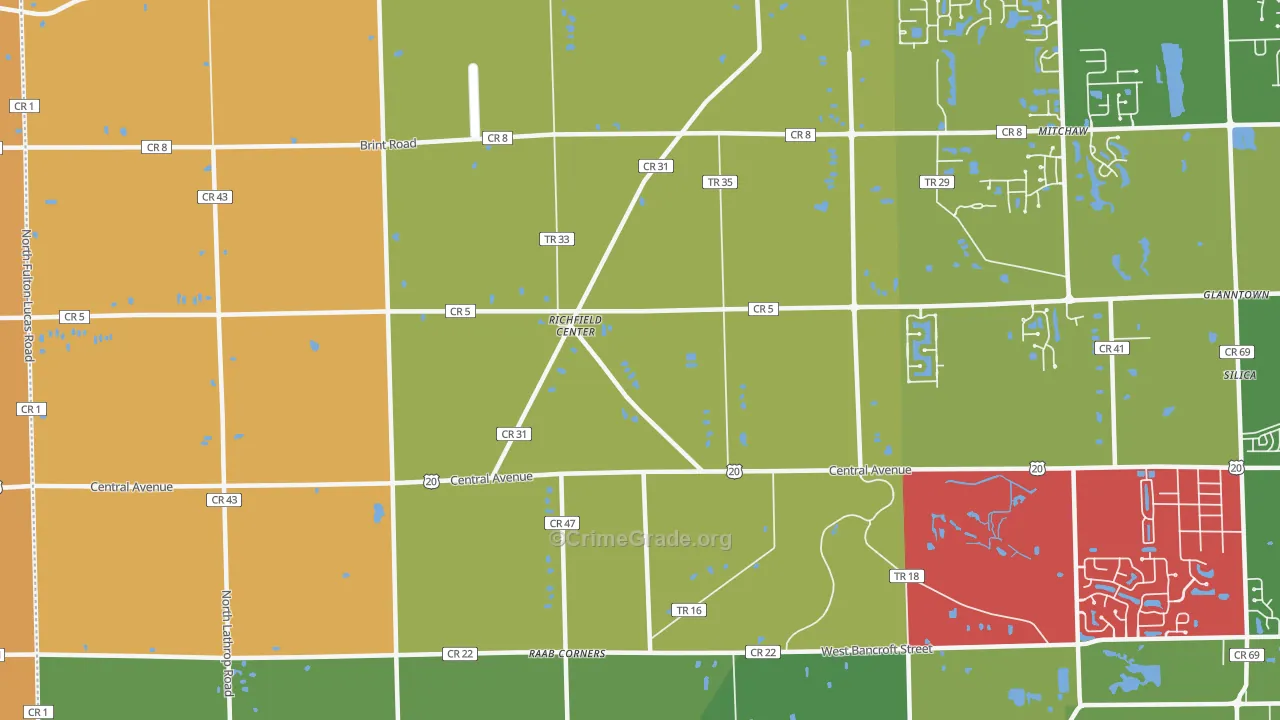 Richfield Center, OH Map of Murder Rates