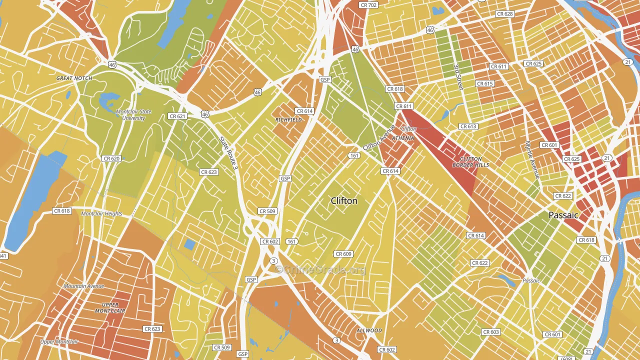 Richfield, Clifton, NJ Map of Murder Rates