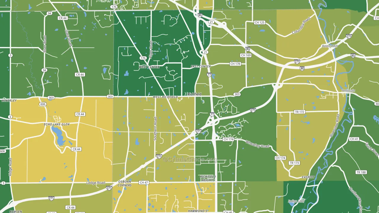 Richfield, OH Map of Murder Rates