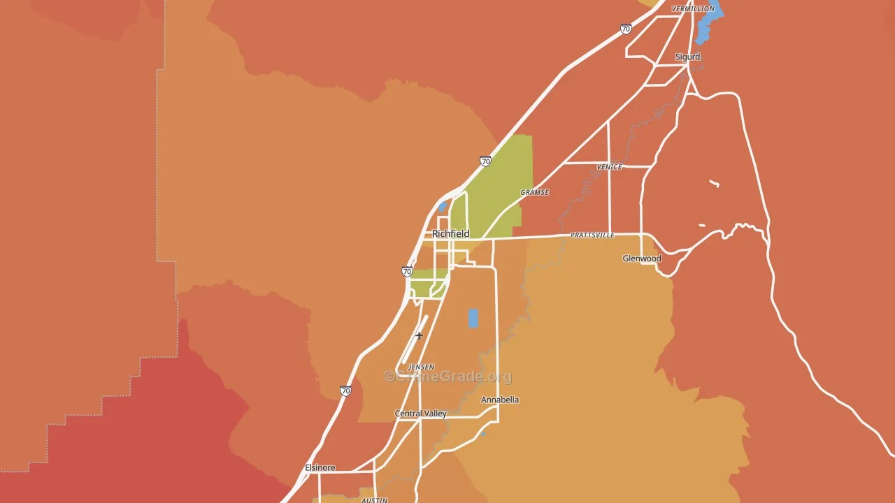 Richfield, UT Map of Murder Rates