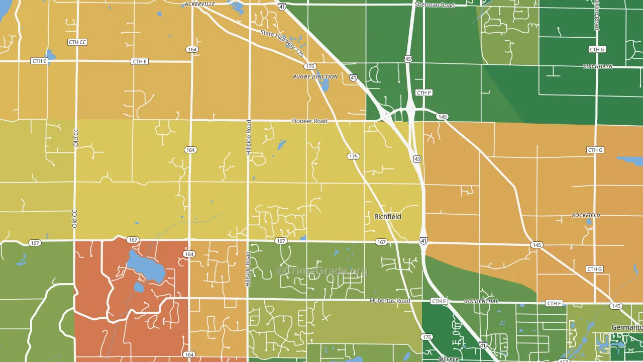 Richfield, WI Map of Murder Rates