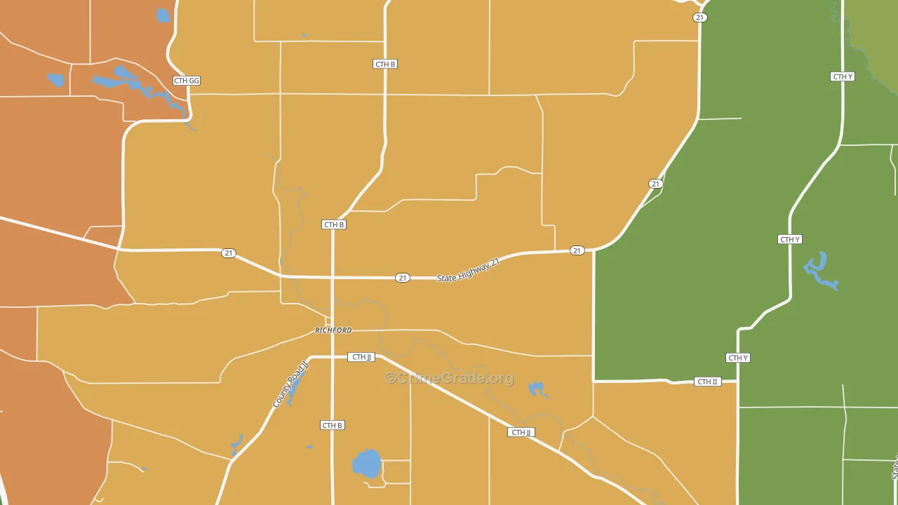 Richford, WI Map of Murder Rates