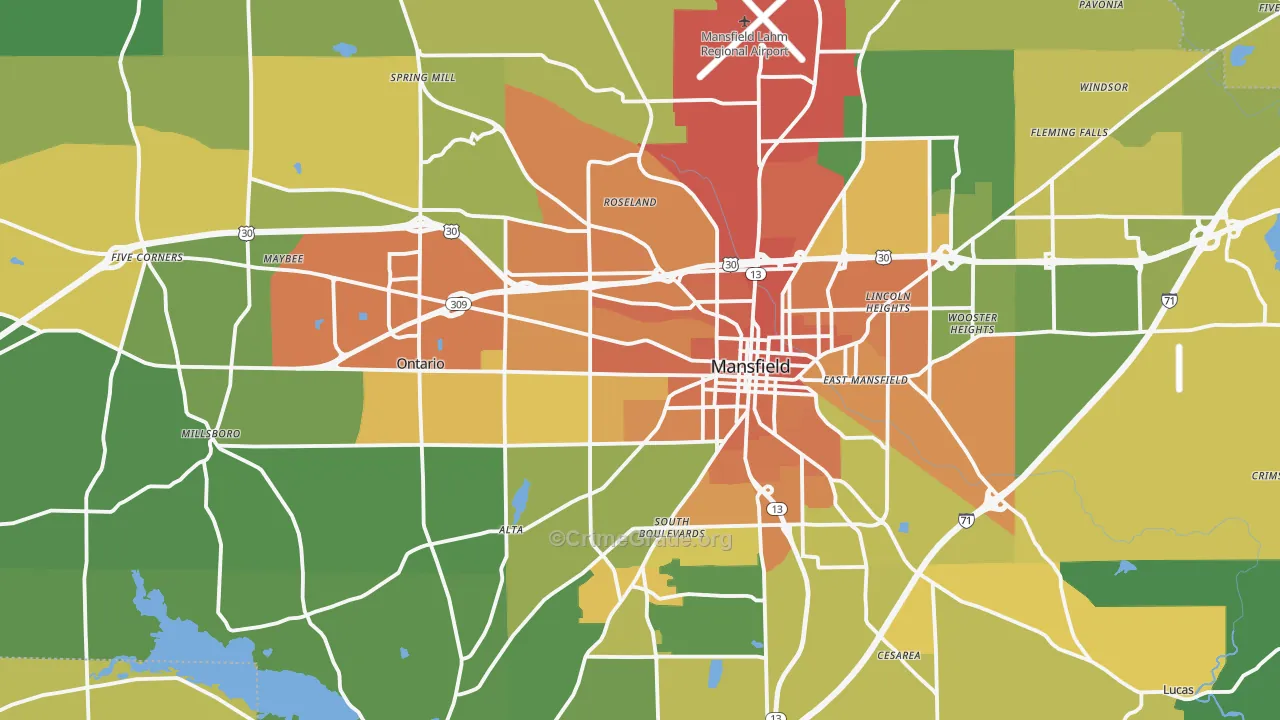 Richland County, OH Map of Murder Rates