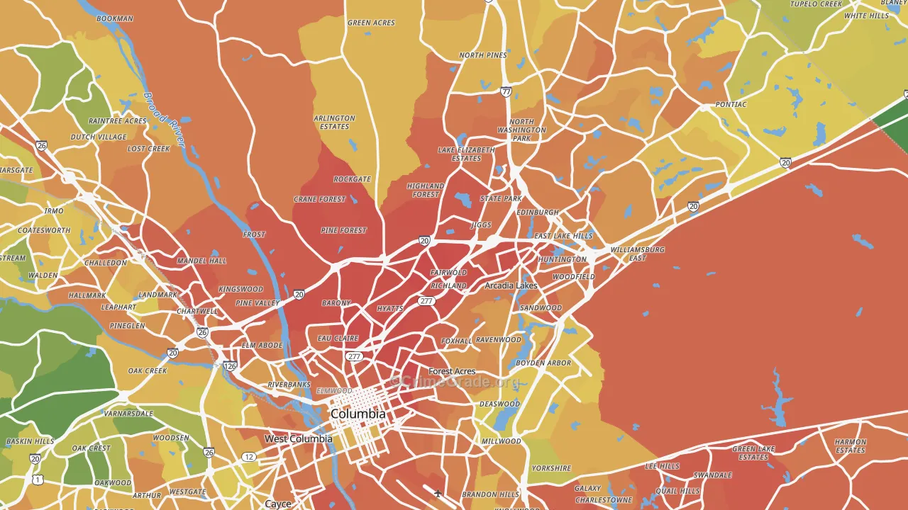 Richland County, SC Map of Murder Rates