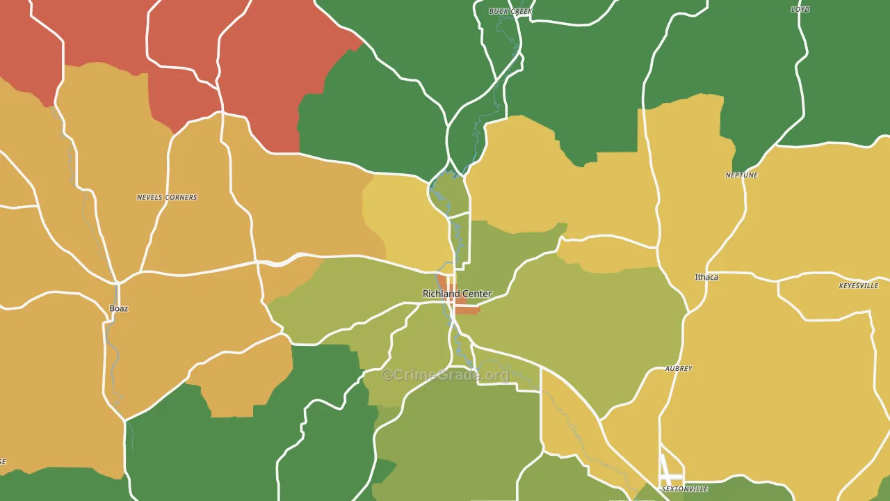 Richland County, WI Map of Murder Rates
