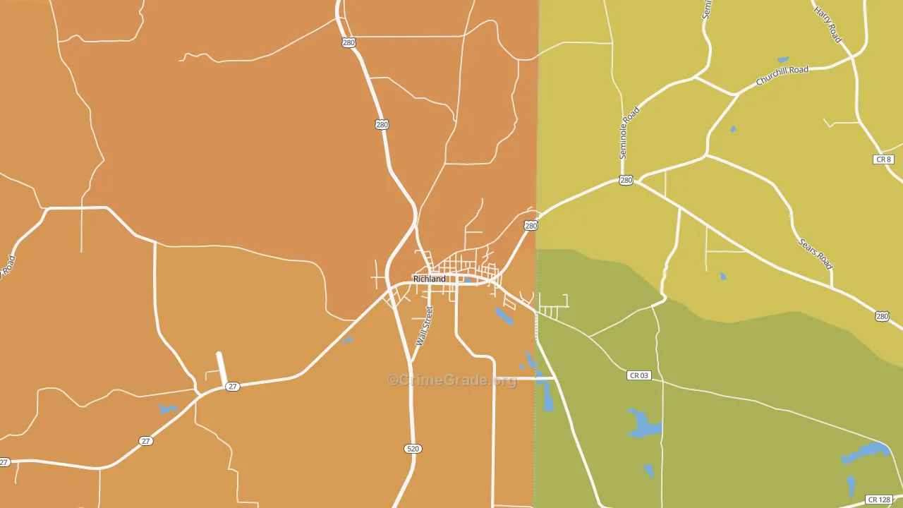 Richland, GA Map of Murder Rates