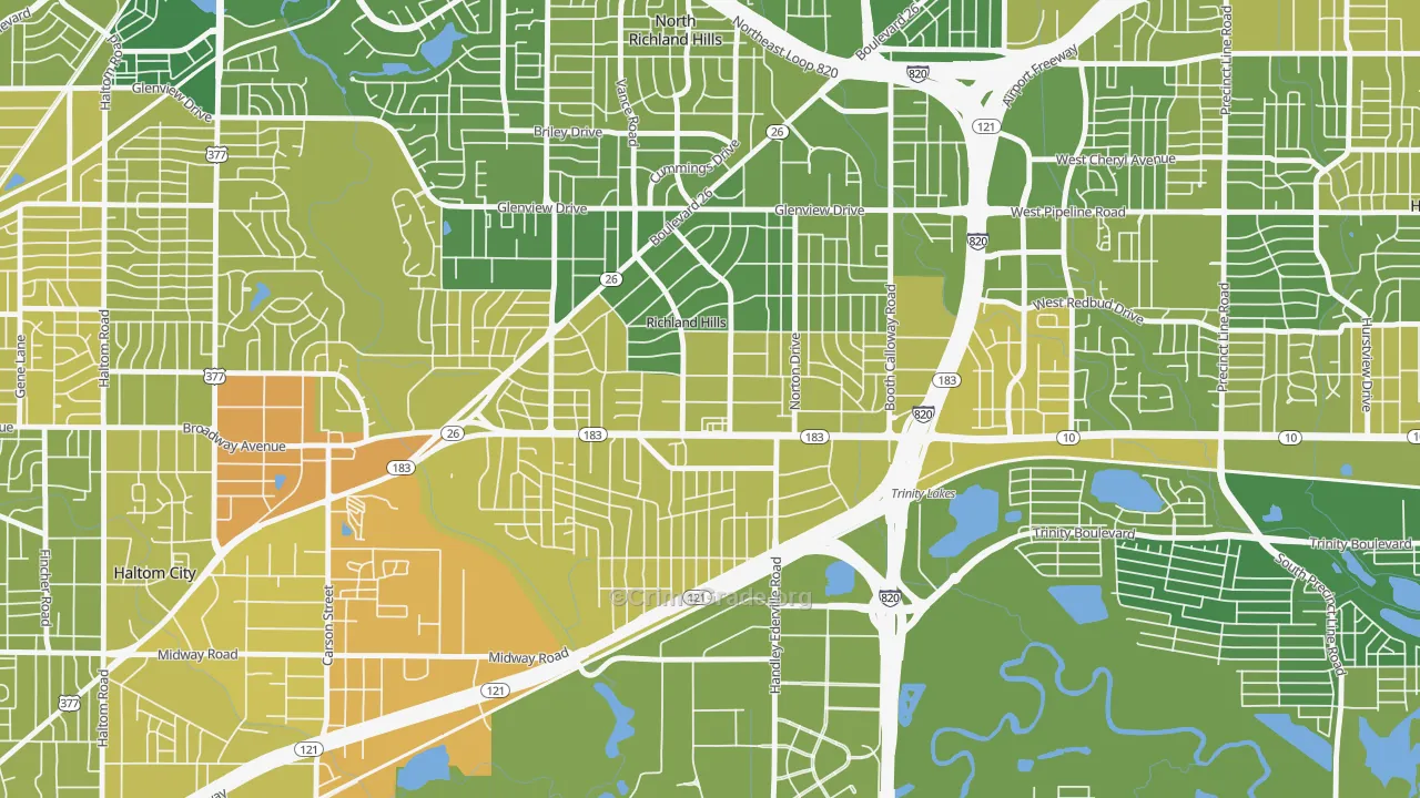 Richland Hills, TX Map of Murder Rates