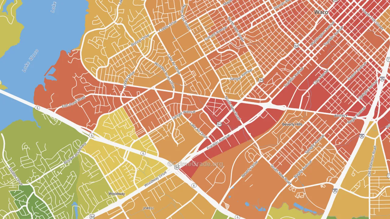 Richland Hills, Waco, TX Map of Murder Rates