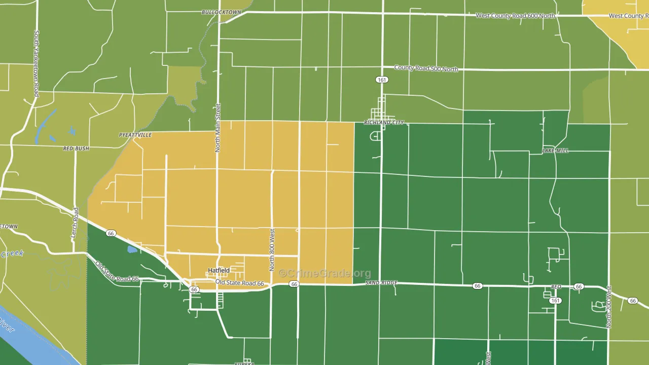 Richland, IN Map of Murder Rates
