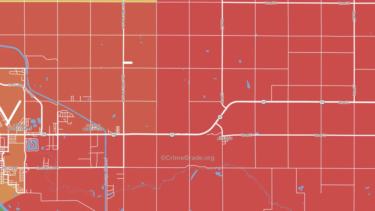 Richland, NE Map of Murder Rates