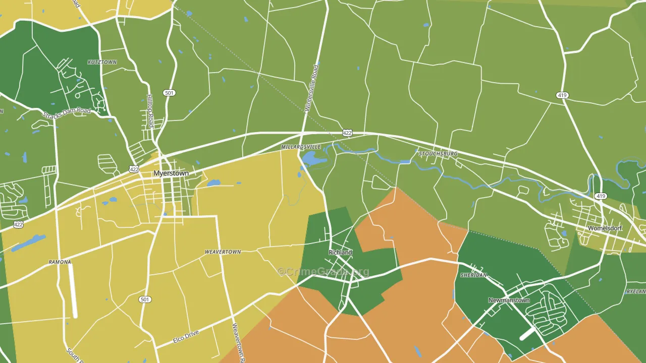 Richland, PA Map of Murder Rates
