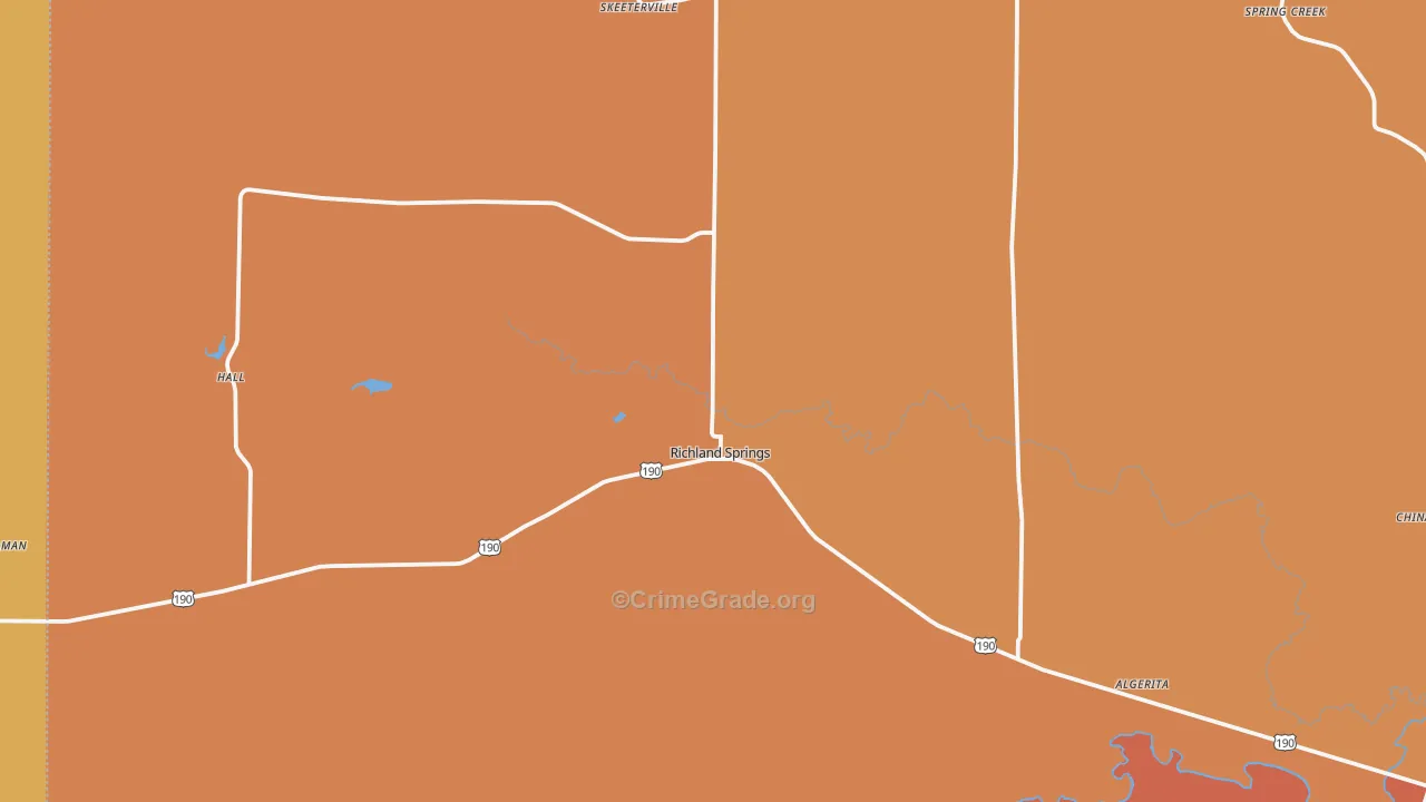 Richland Springs, TX Map of Murder Rates