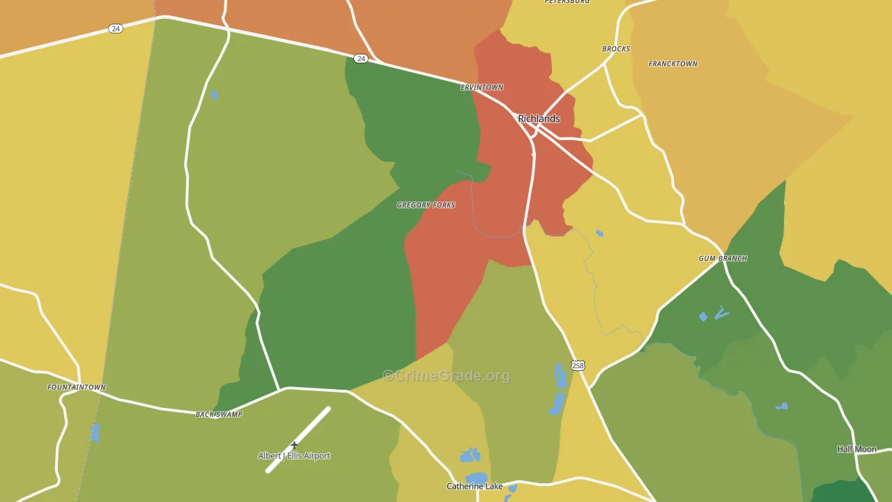 Richlands, NC Map of Murder Rates