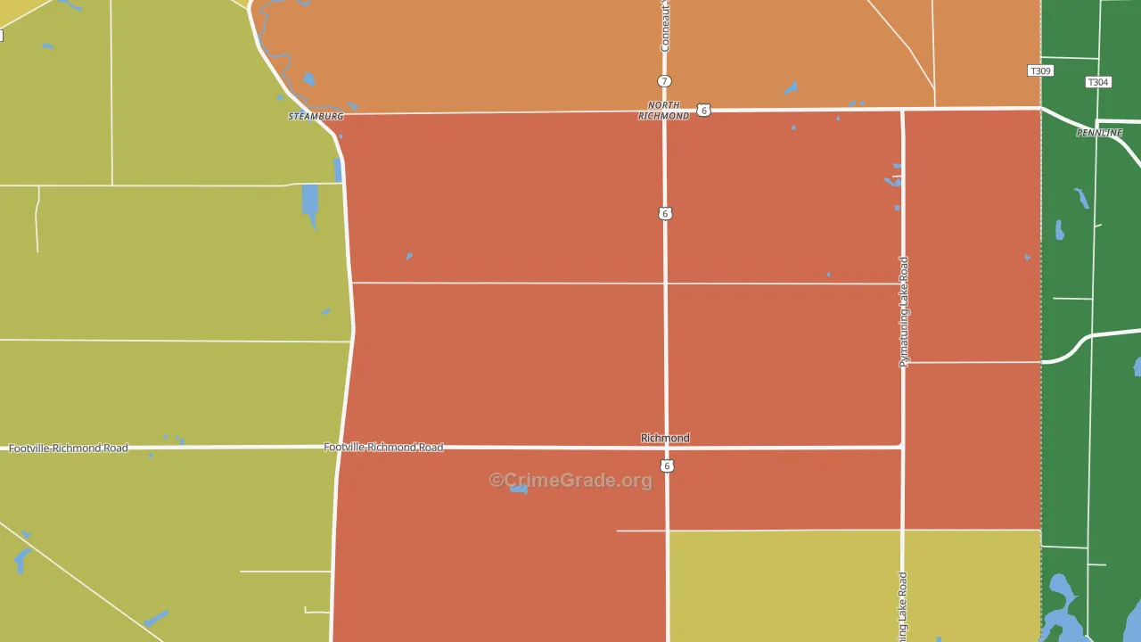 Richmond Center, OH Map of Murder Rates