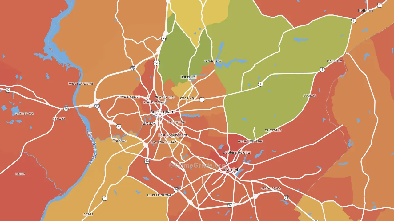 Richmond County, NC Map of Murder Rates