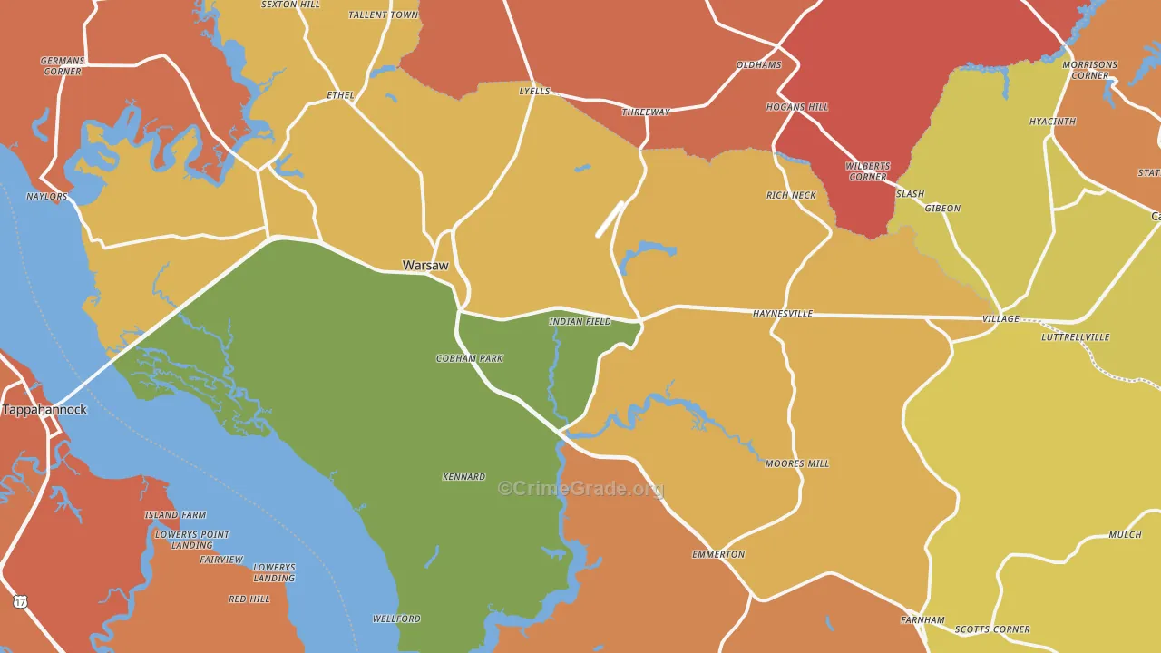Richmond County, VA Map of Murder Rates