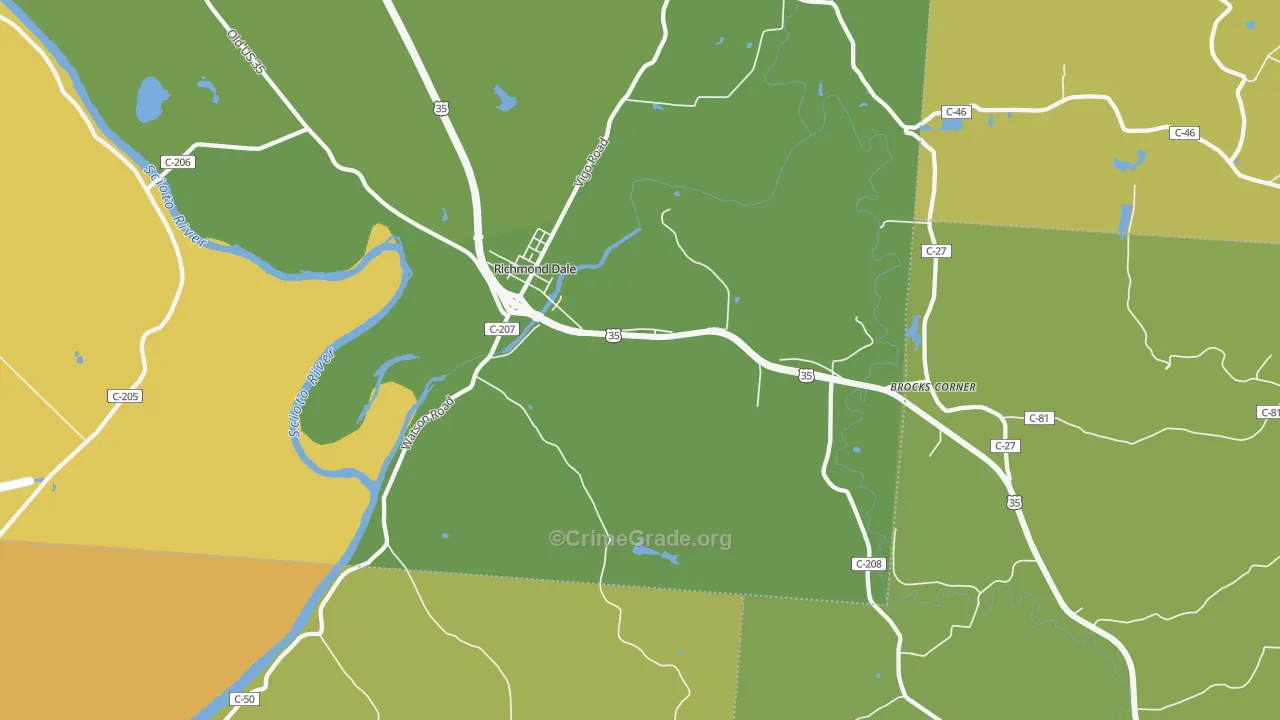 Richmond Dale, OH Map of Murder Rates