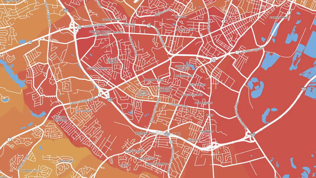 Richmond Hill, Augusta, GA Map of Murder Rates