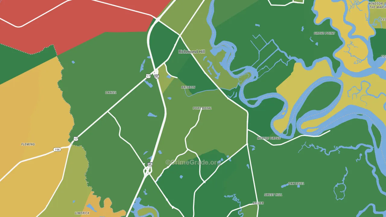 Richmond Hill, GA Map of Murder Rates