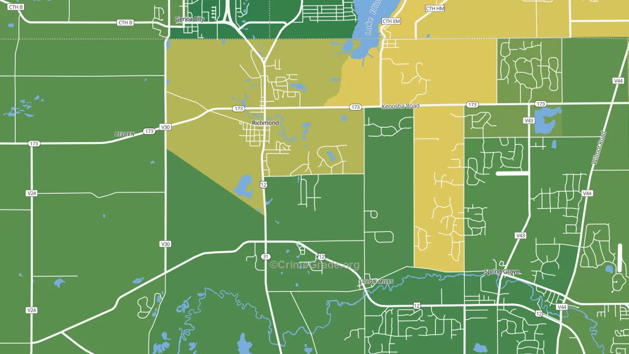 Richmond, IL Map of Murder Rates